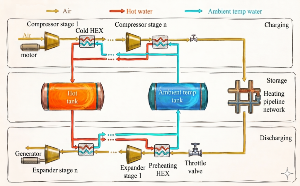 Storing sustainable energy with compressed air in district heating pipelines – SPE